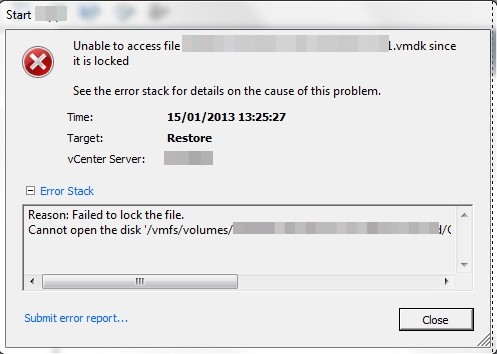 VMware: Unable to access file *.vmdk since it is locked
